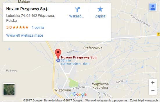 Siedziba Novum Przyprawy - Mapa Google 